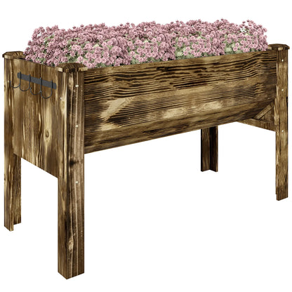 Wooden Raised Garden Plant Stand, 48" x 24" x 32", Carbonized Elevated Garden Beds at Gallery Canada