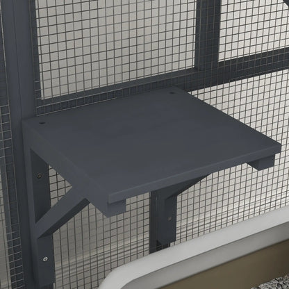Wooden Cat Condo on Wheels, Cat Flap Door, Hammock, Light Grey Outdoor Cat Enclosures at Gallery Canada