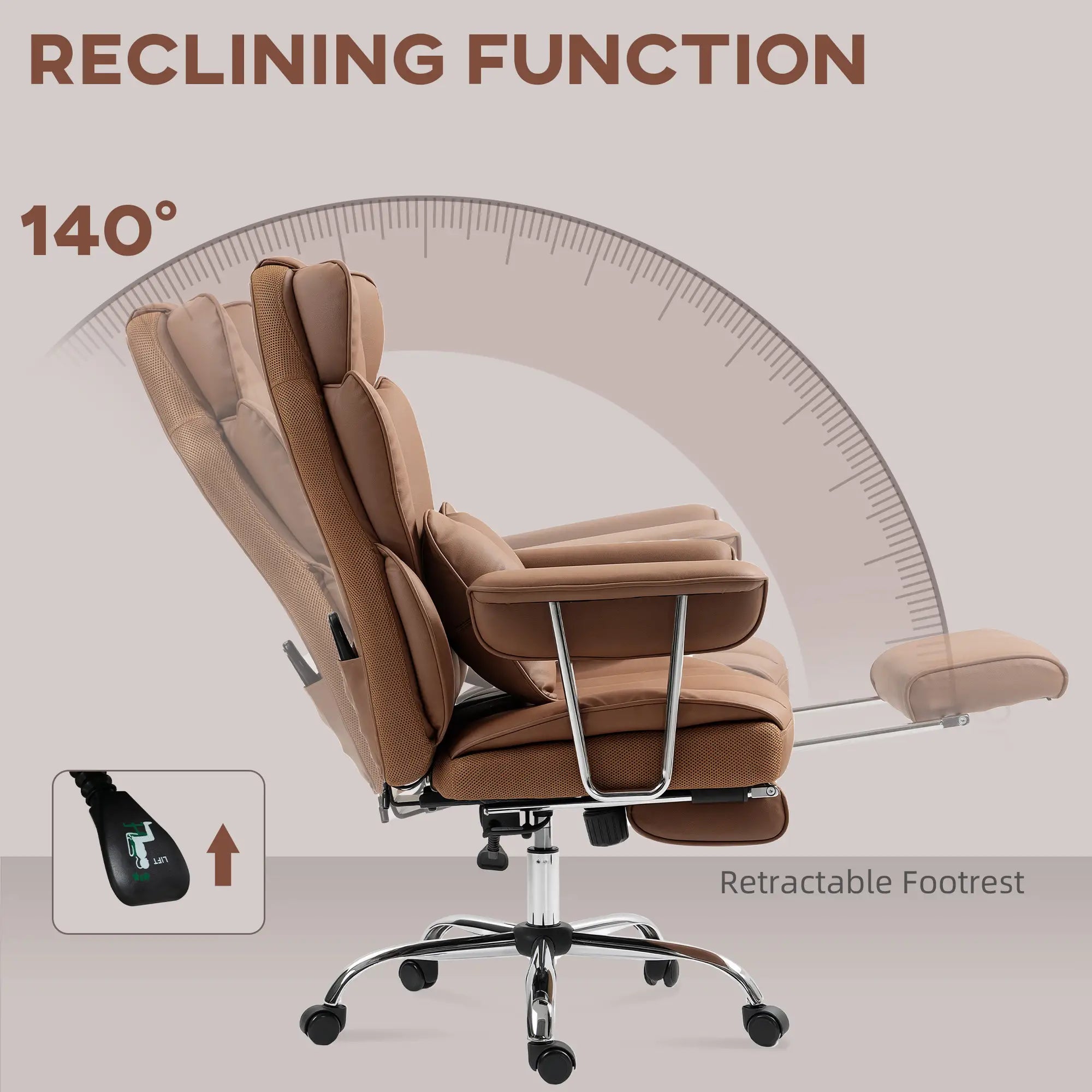 400LBS Massage Office Chair, 6-Point Vibration, Footrest, Lumbar Support, Brown Massage Chairs at Gallery Canada