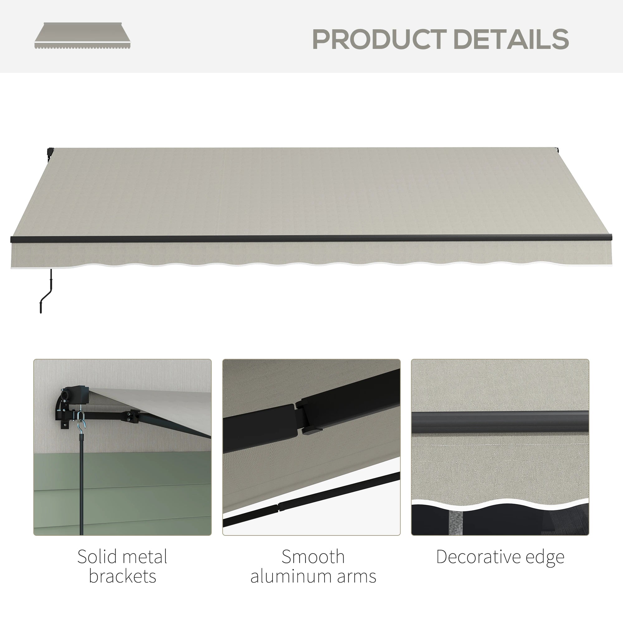 15' X 10' Retractable Awning, 280gsm UV Resistant Sunshade, Light Grey Window Awnings at Gallery Canada