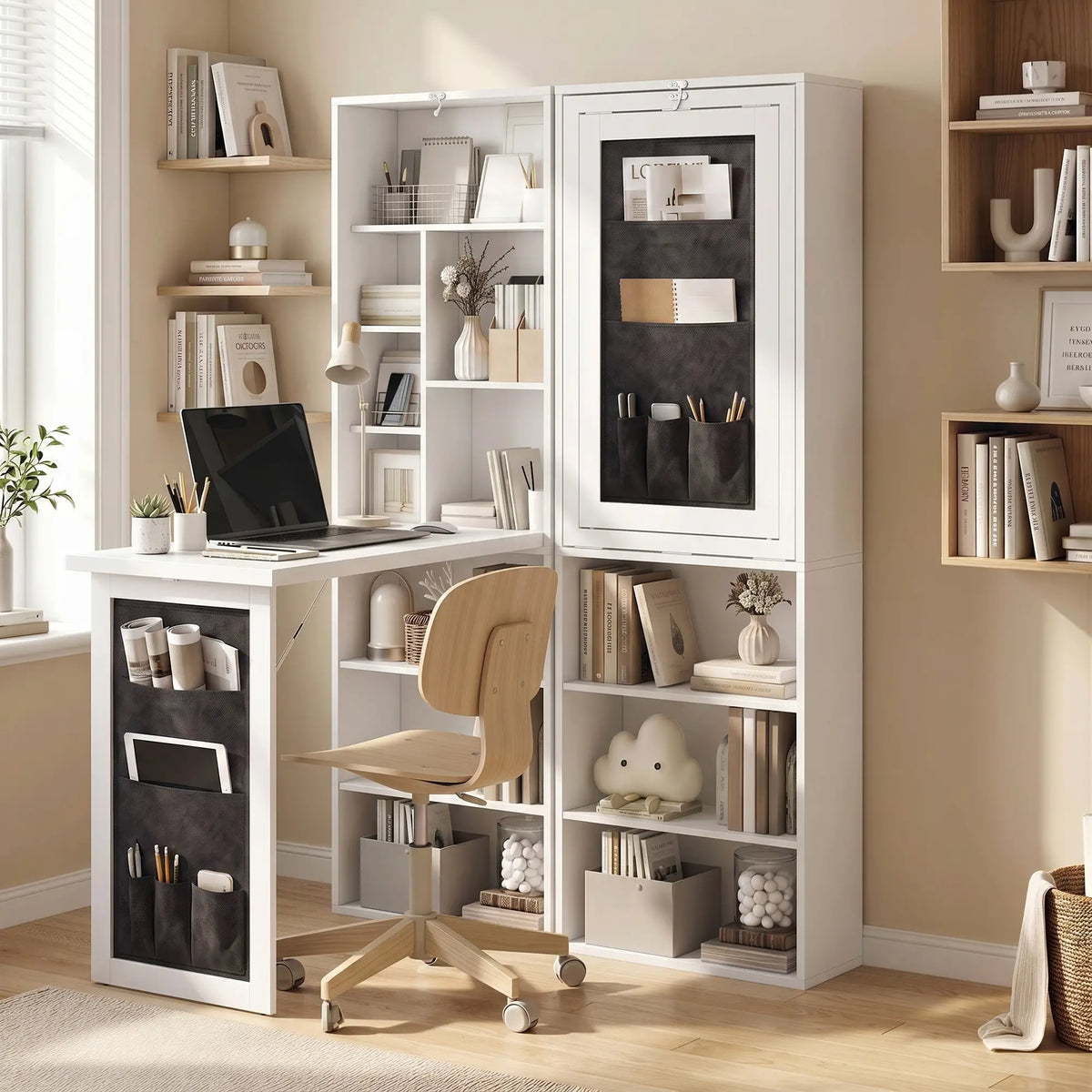 Fold-out Computer Desk, Storage Shelves, Wall Mount, White Computer Desks at Gallery Canada