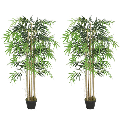 5FT Artificial Bamboo Tree Set, 1095 Leaves, Nursery Pot, Green Artificial Trees Green at Gallery Canada