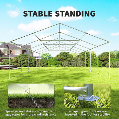 20'x33' Heavy Duty Party Tent, Portable Garage Canopy, White Canopy Tents at Gallery Canada