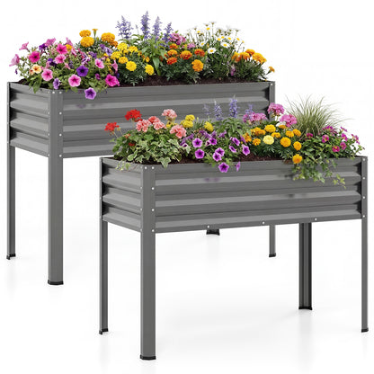 Large Elevated Planter Box Set, 2 Pack, Grey Raised Garden Beds Gray at Gallery Canada