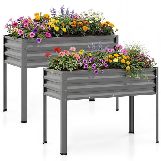 Large Elevated Planter Box Set, 2 Pack, Grey Raised Garden Beds Gray at Gallery Canada
