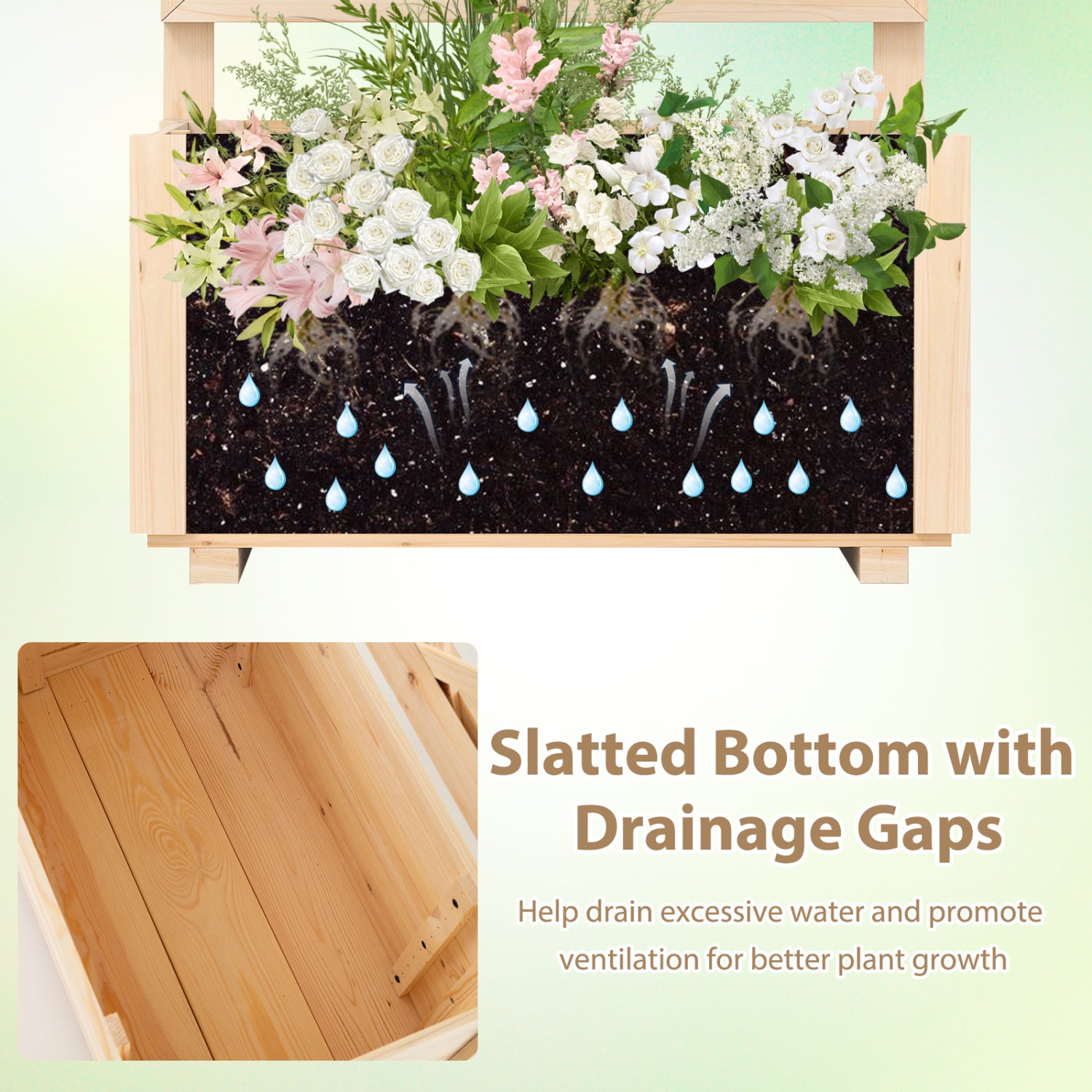 Wooden Raised Garden Bed, Elevated Planter Box With Lattice Trellis-S, Natural Raised Garden Beds at Gallery Canada