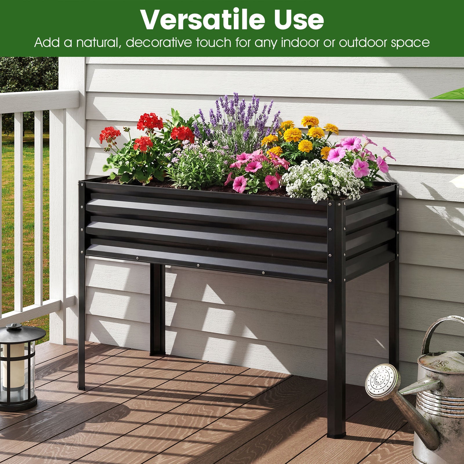 Large Elevated Metal Planter Box With Legs, Black Raised Garden Beds at Gallery Canada