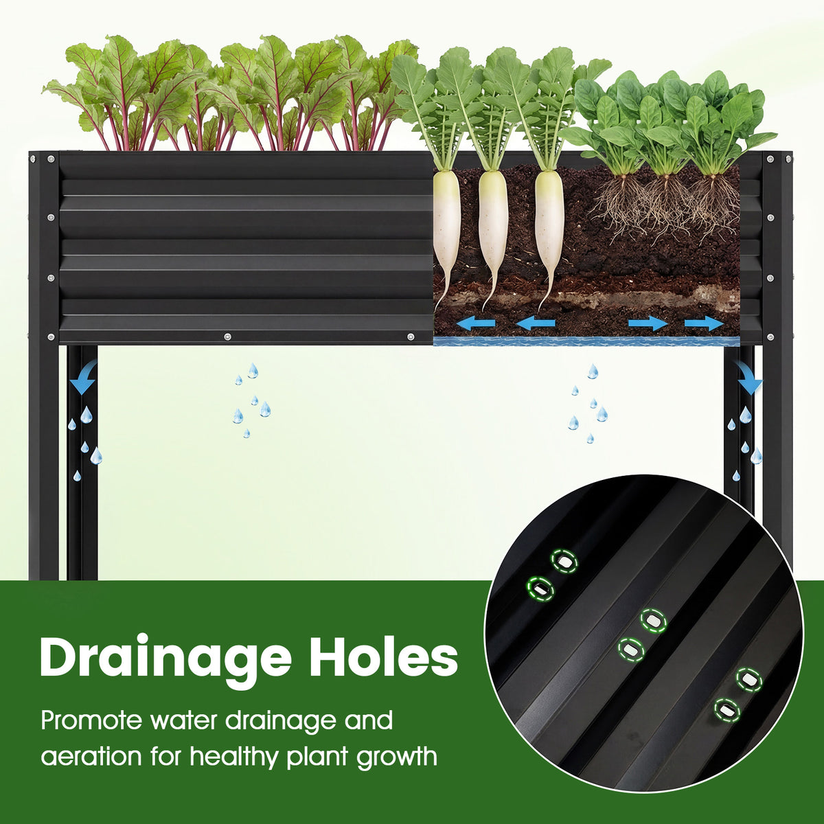Large Elevated Metal Planter Box With Legs, Black Raised Garden Beds at Gallery Canada