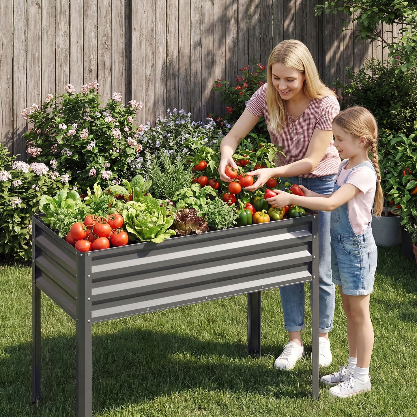 Large Elevated Planter Box With Legs, Electro-Coating Metal, Grey Raised Garden Beds at Gallery Canada