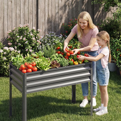 Large Elevated Planter Box With Legs, Electro-Coating Metal, Grey Raised Garden Beds at Gallery Canada