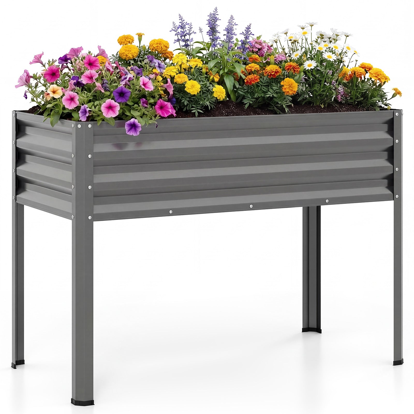 Large Elevated Planter Box With Legs, Electro-Coating Metal, Grey Raised Garden Beds at Gallery Canada