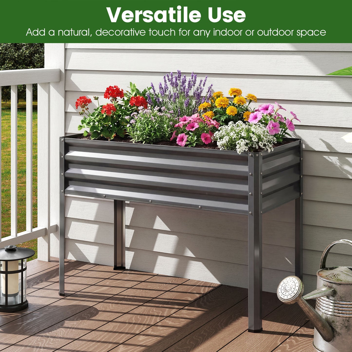 Large Elevated Planter Box With Legs, Electro-Coating Metal, Grey Raised Garden Beds at Gallery Canada