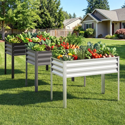 Large Elevated Metal Garden Bed With Legs, Silver Raised Garden Beds at Gallery Canada