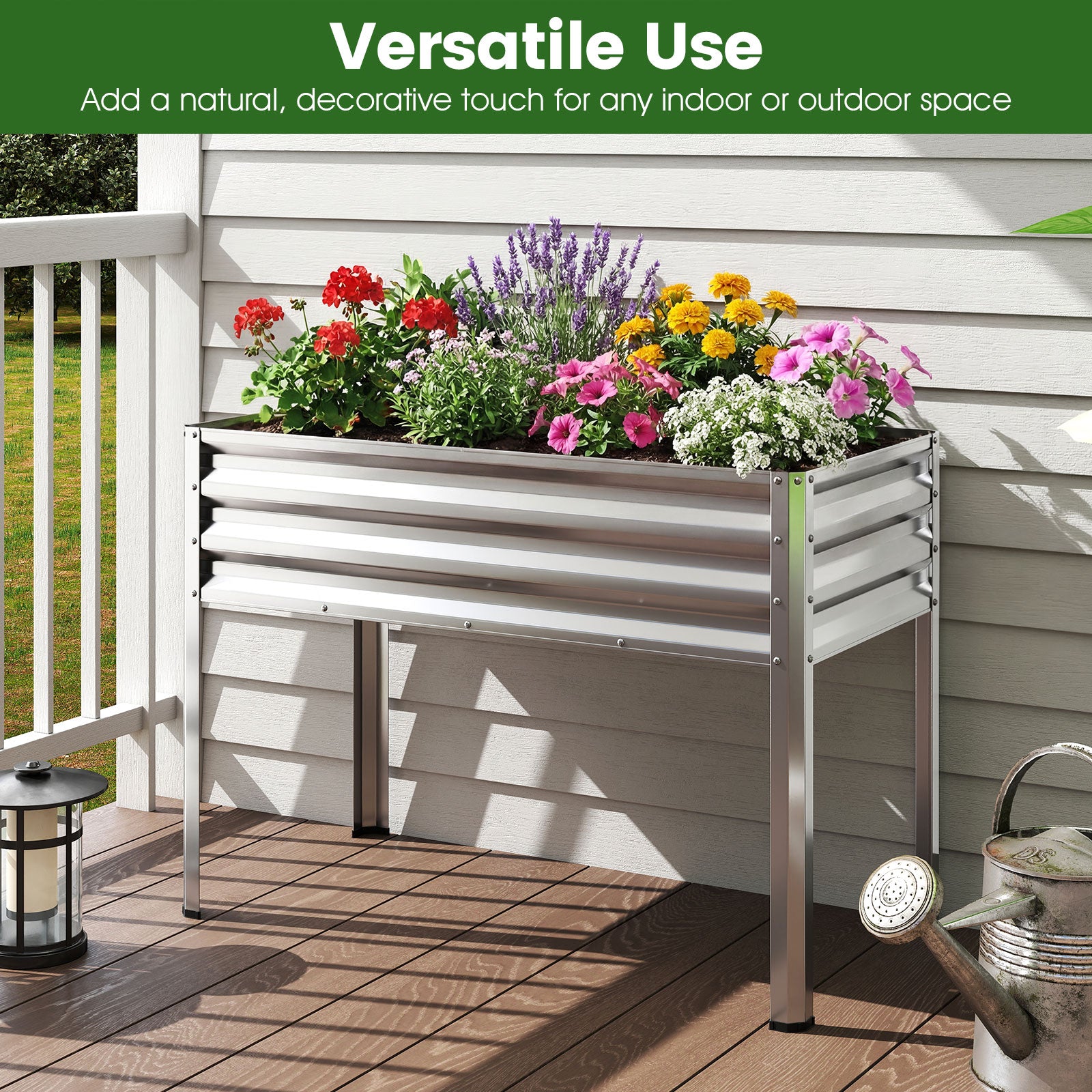 Large Elevated Metal Garden Bed With Legs, Silver Raised Garden Beds at Gallery Canada