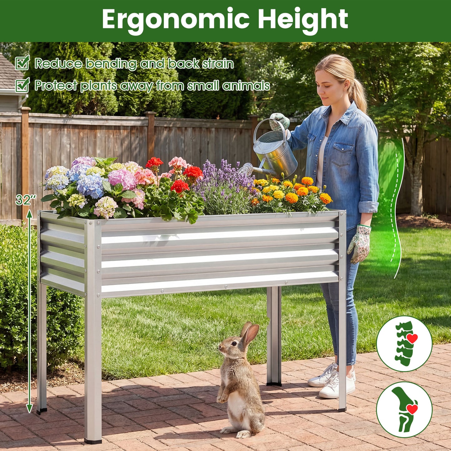 Large Elevated Metal Garden Bed With Legs, Silver Raised Garden Beds at Gallery Canada