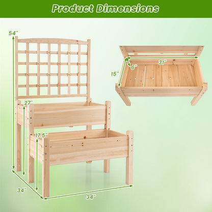 Raised Garden Bed with Trellis 2-Tier for Outdoor Climbing Plants, Natural Raised Garden Beds at Gallery Canada