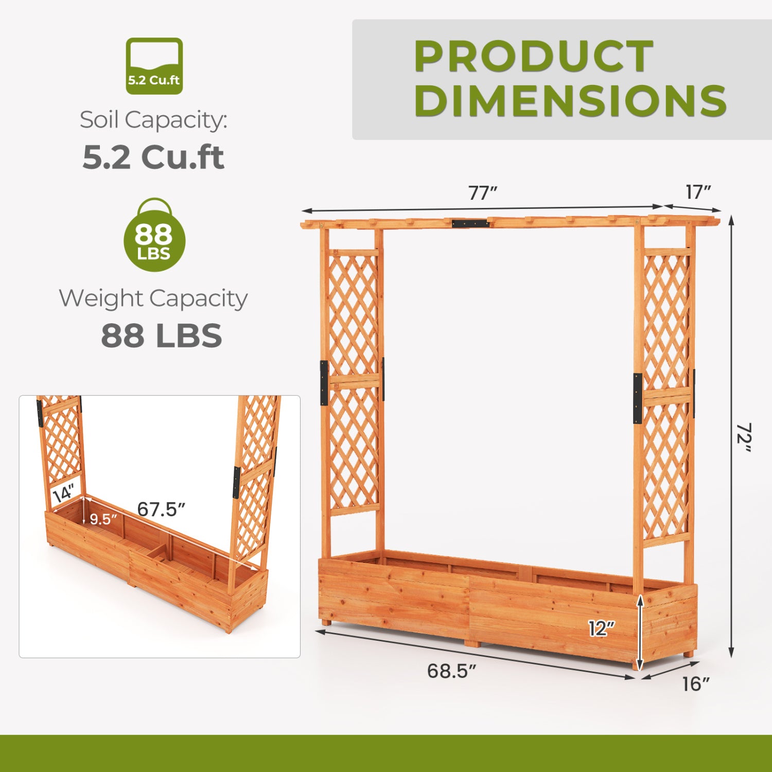 Raised Garden Bed With Arch Trellis, Hanging Roof, Orange Raised Garden Beds at Gallery Canada