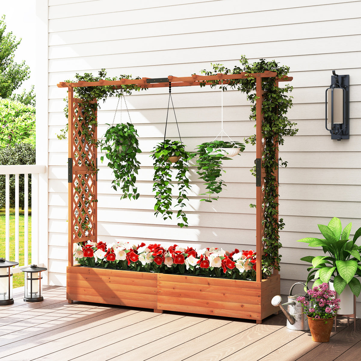 Raised Garden Bed With Arch Trellis, Hanging Roof, Orange Raised Garden Beds at Gallery Canada