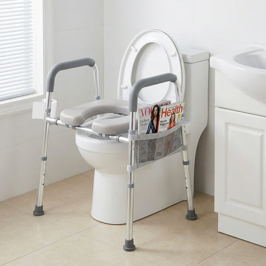 Raised Toilet Seat With Handles, Padded Arms, Silver Bath Safety Silver at Gallery Canada