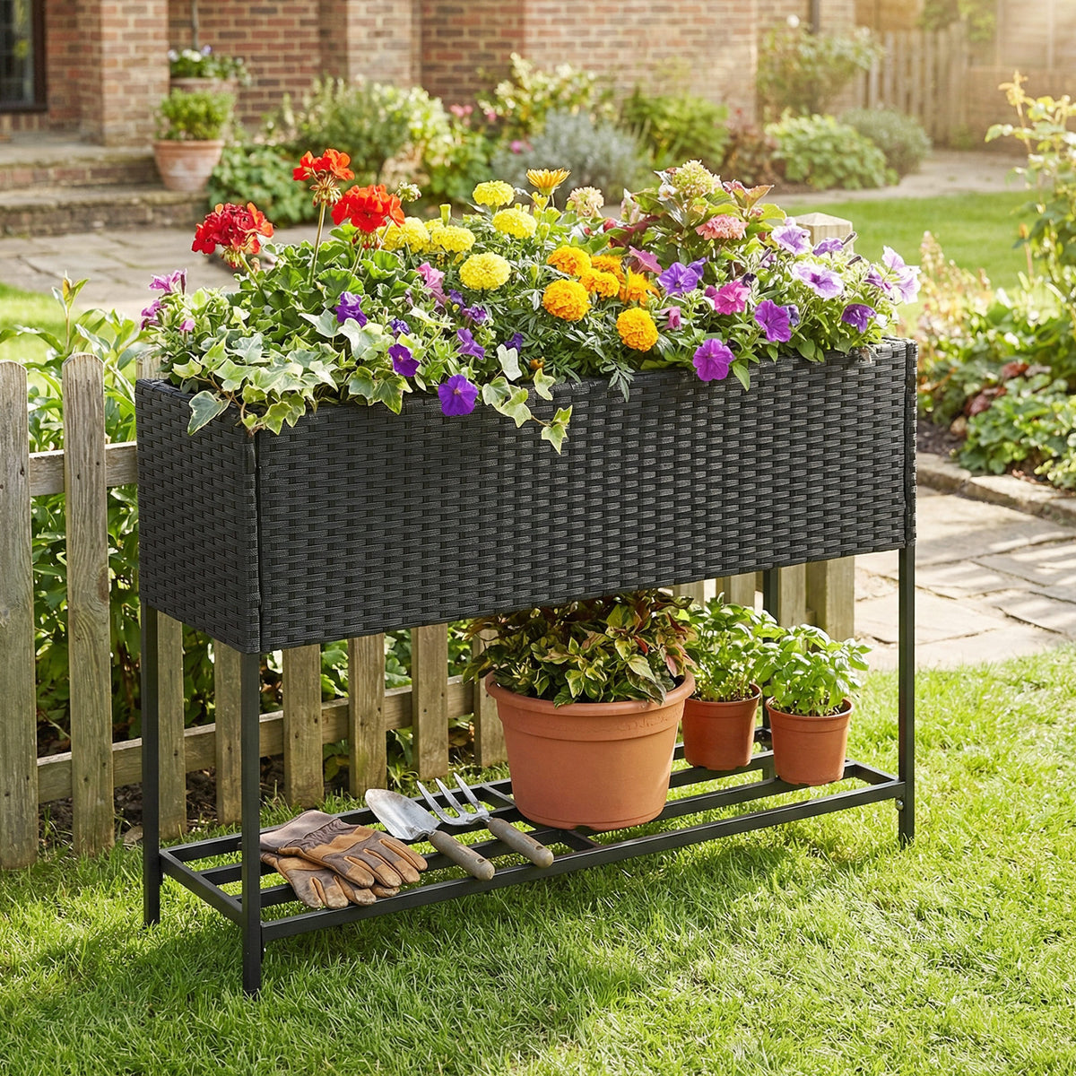 Raised Wicker Garden Bed With Storage Shelf, Removable Liner Raised Garden Beds at Gallery Canada