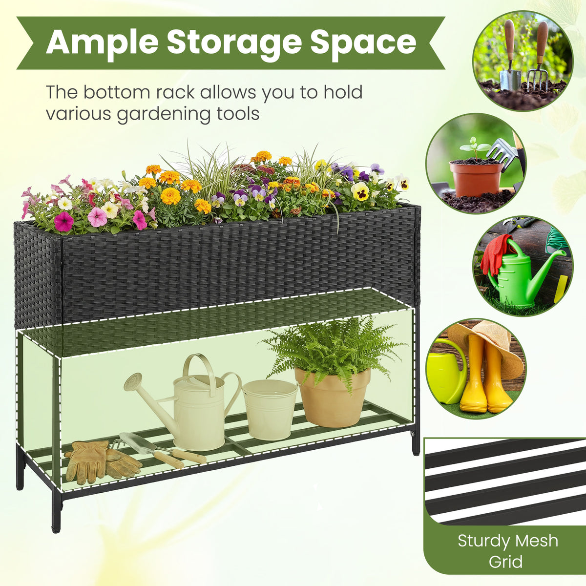 Raised Wicker Garden Bed With Storage Shelf, Removable Liner Raised Garden Beds at Gallery Canada