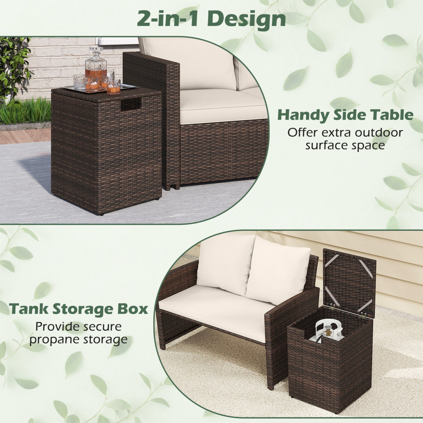 Rattan Propane Tank Cover, Patio Hideaway Side Table, Brown Fire Pit Tables at Gallery Canada