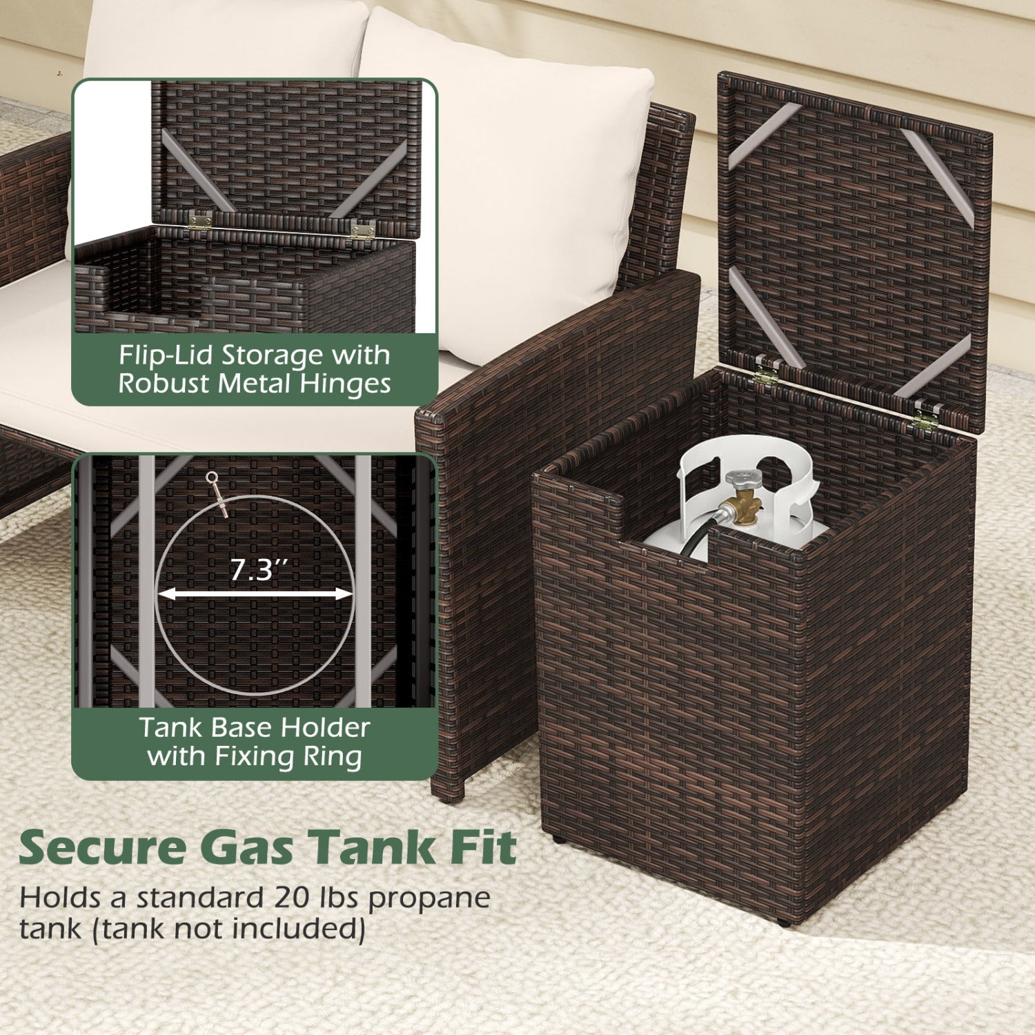 Rattan Propane Tank Cover, Patio Hideaway Side Table, Brown Fire Pit Tables at Gallery Canada