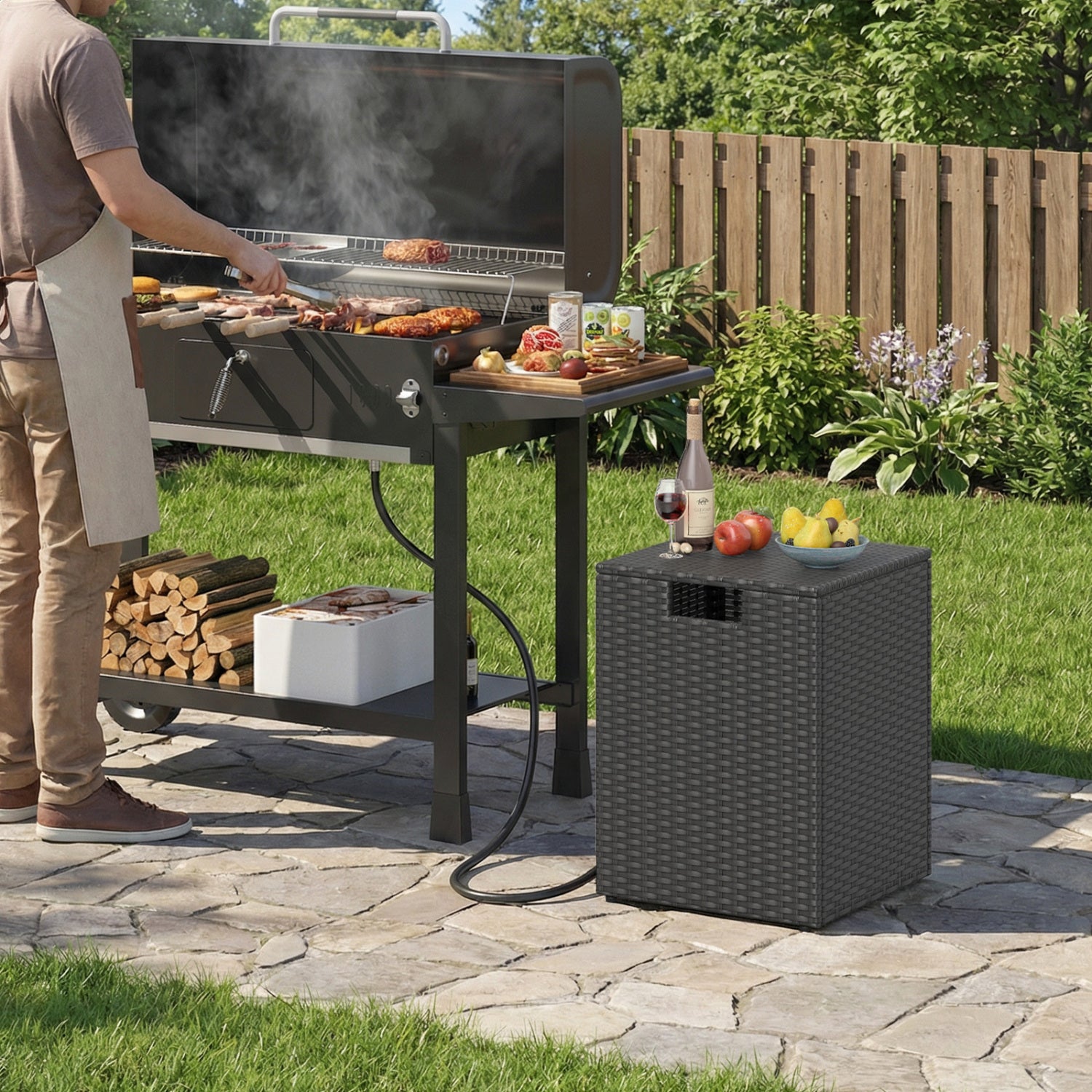 Rattan Propane Tank Cover, Patio Side Table, Black Fire Pit Tables at Gallery Canada