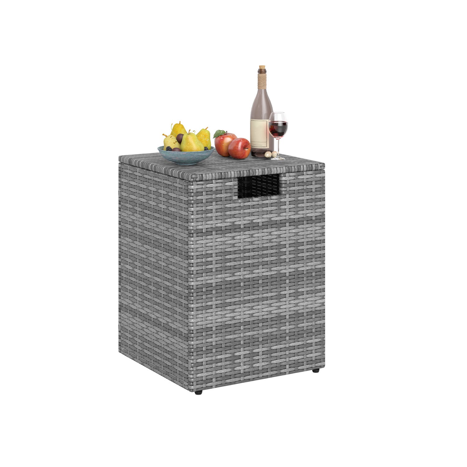 Rattan Propane Tank Cover, Patio Hideaway Tank Side Table, Gray Fire Pit Tables at Gallery Canada