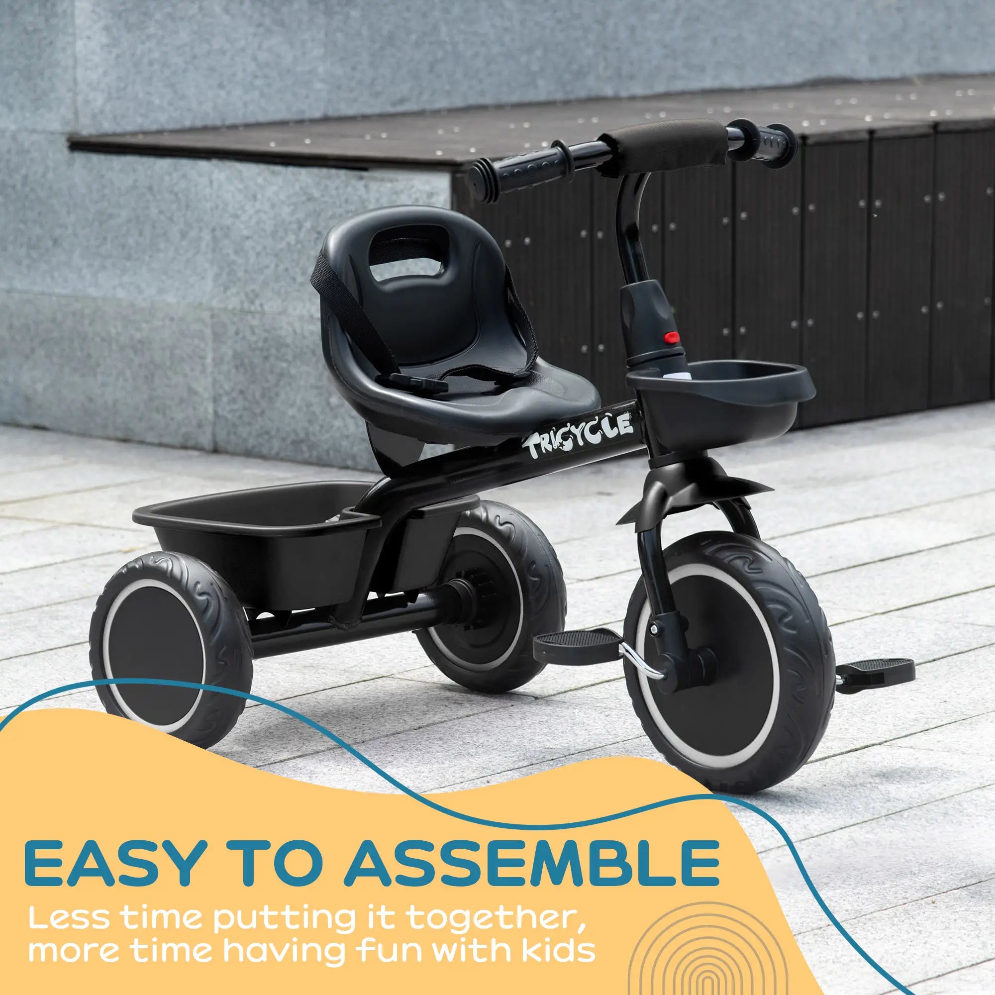 Tricycle for Toddlers 2-5 Years, Adjustable Seat, Black Tricycles for Kids at Gallery Canada
