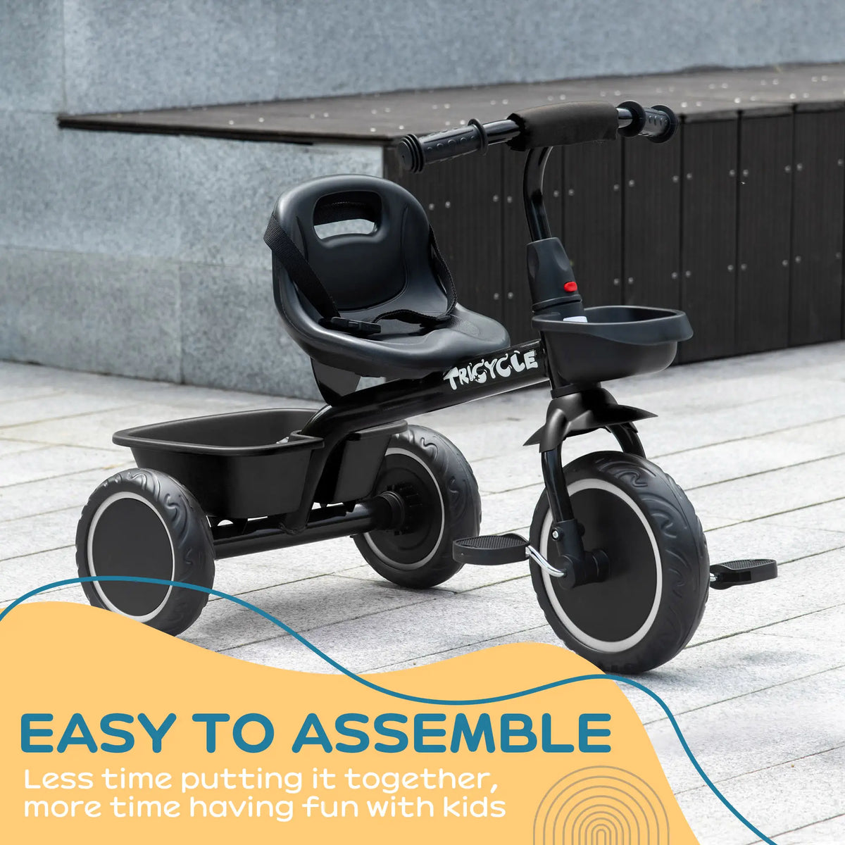 Tricycle for Toddlers 2-5 Years, Adjustable Seat, Black Tricycles for Kids at Gallery Canada