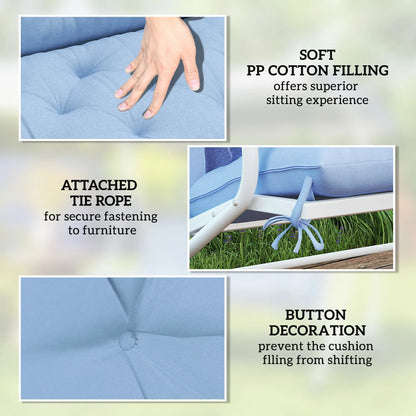 2 Seater Garden Bench Cushion, Thick Outdoor Non-Slip, 47" x 43" x 5", Light Blue Patio Chair Cushions at Gallery Canada