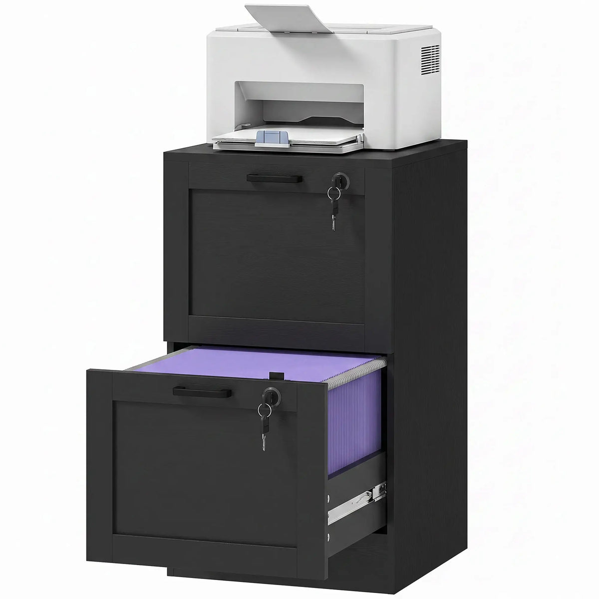 Vertical Filing Cabinet, 2 Drawers, Lock, A4 Letter, Black Office Cabinets & Cupboards Options at Gallery Canada