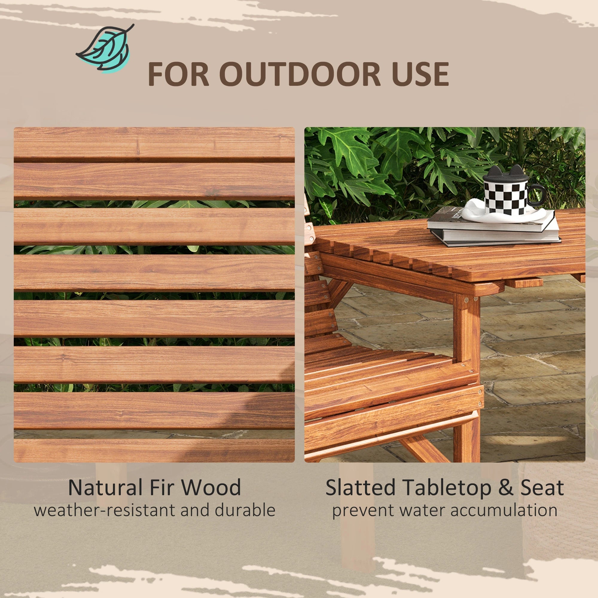 3Pc Outdoor Bench Set for Backyard Balcony, Tan Brown Outdoor Benches at Gallery Canada