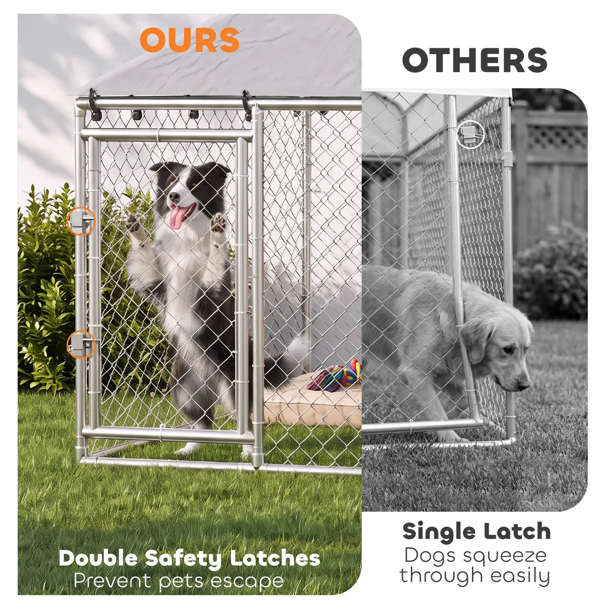 6.6' x 6.6' x 4.9' Outdoor Dog Kennel Galvanized Steel, Silver Dog Kennels at Gallery Canada