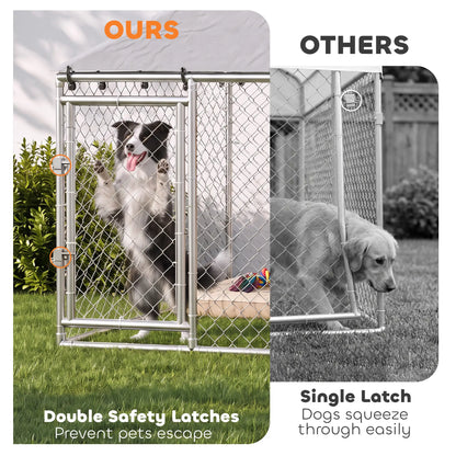 6.6' x 6.6' x 4.9' Outdoor Dog Kennel Galvanized Steel, Silver Dog Kennels at Gallery Canada