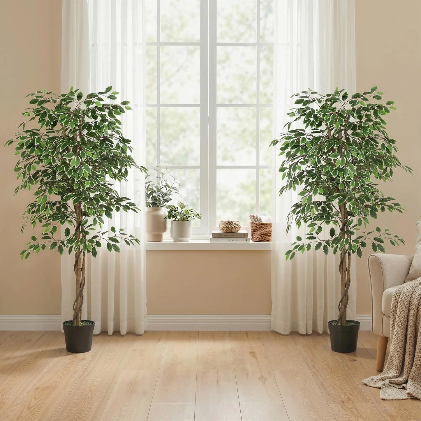 5.3 FT Artificial Ficus Tree With Pot, Indoor Home Office Decor Artificial Trees at Gallery Canada