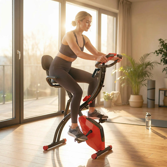 3 in 1 Folding Exercise Bike, 8-Level Magnetic Resistance, Adjustable Seat, Red Exercise & Stationary Bikes Red at Gallery Canada