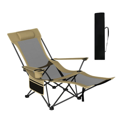 Reclining Camping Chair, Removable Footrest, Adjustable Backrest, Green Outdoor at Gallery Canada