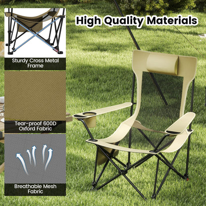 Reclining Camping Chair, Removable Footrest, Adjustable Backrest, Green Outdoor at Gallery Canada