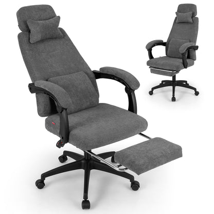 Reclining Office Chair, Chenille Fabric, Gray Ergonomic Chairs at Gallery Canada