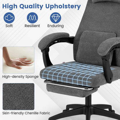 Reclining Office Chair, Chenille Fabric, Gray Ergonomic Chairs at Gallery Canada