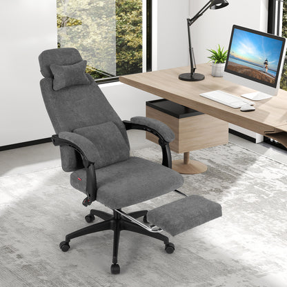 Reclining Office Chair, Chenille Fabric, Gray Ergonomic Chairs at Gallery Canada