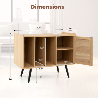 Record Player Stand With Charging Station, Rattan Cabinet, Natural End & Side Tables at Gallery Canada