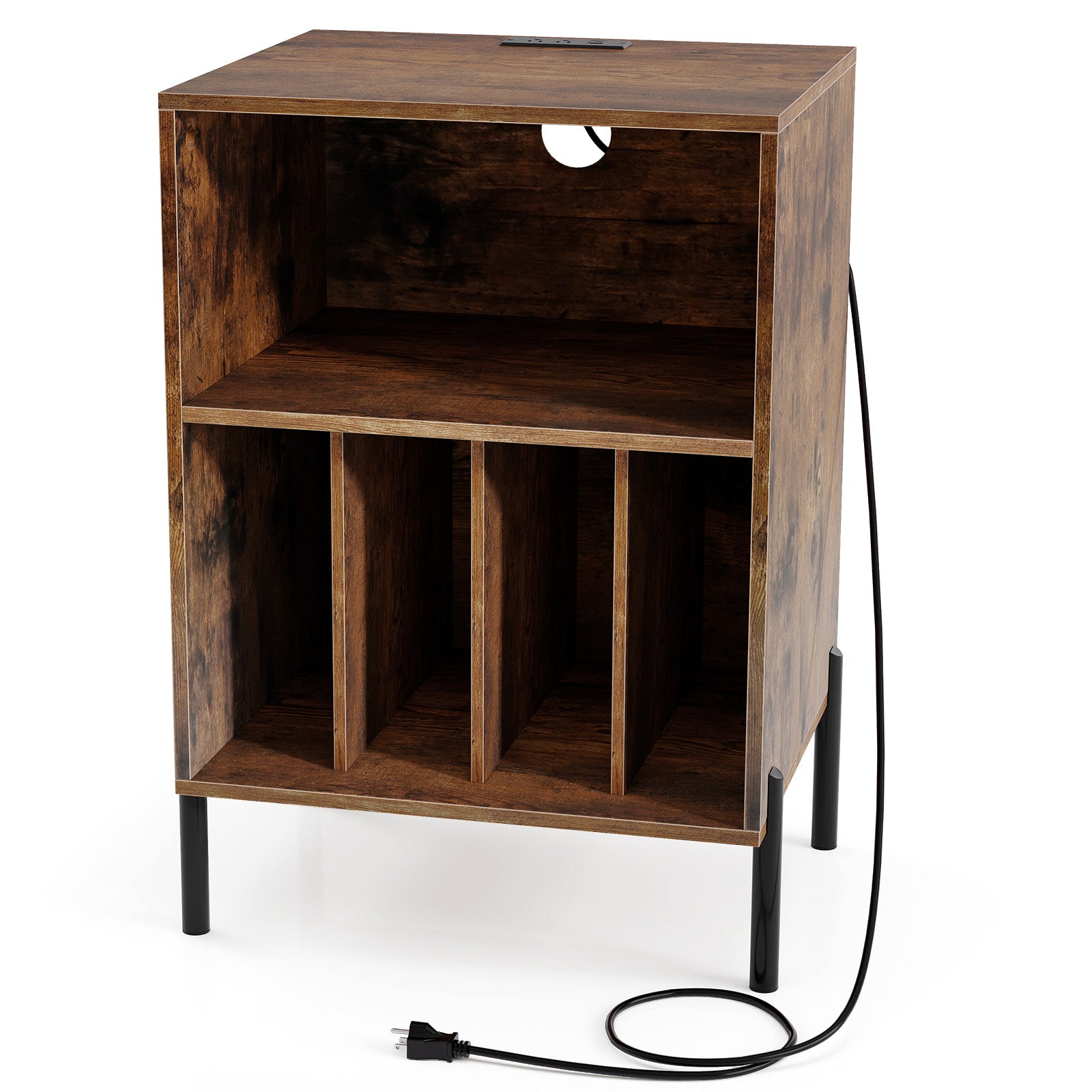 Record Player Stand With Storage Shelf, Charging Station, Coffee End & Side Tables at Gallery Canada