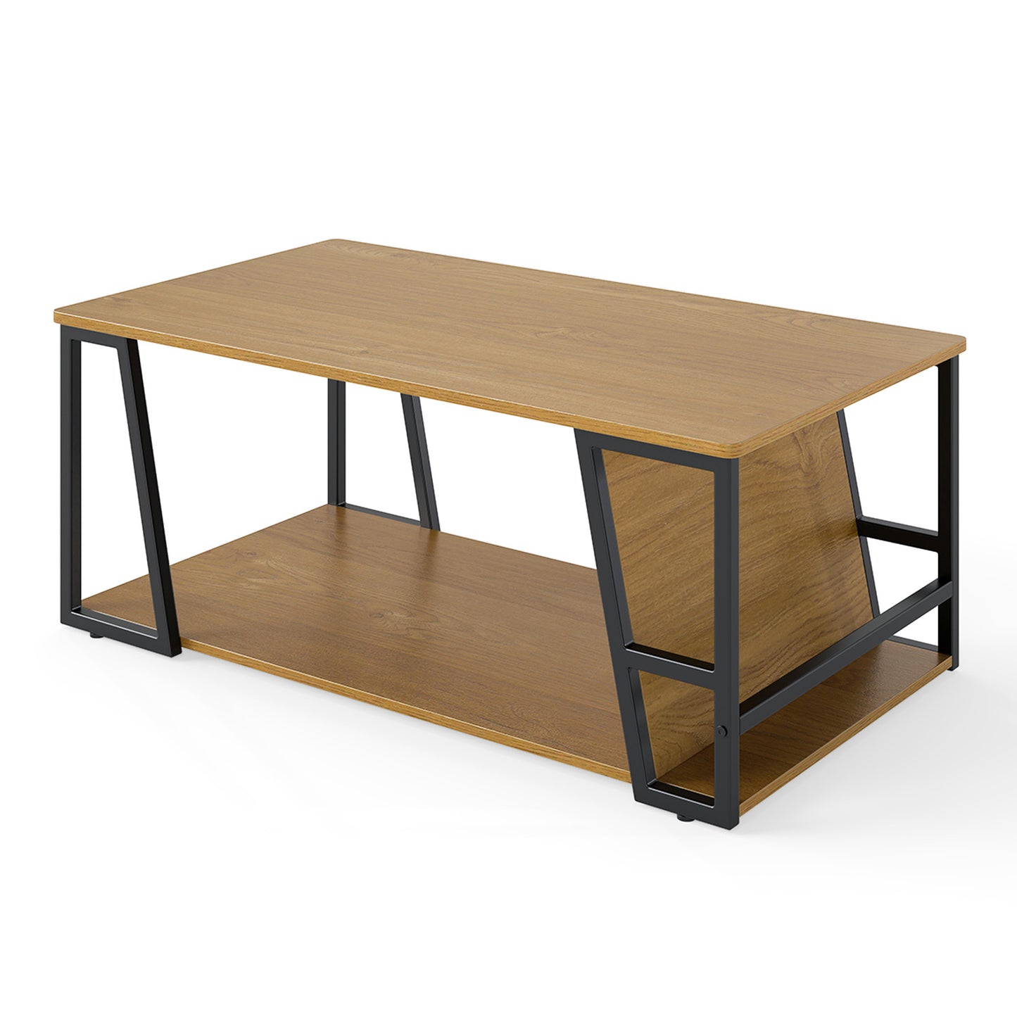 Rectangle Coffee Table, 2-Tier Industrial Accent Table, Natural Coffee Tables Natural at Gallery Canada