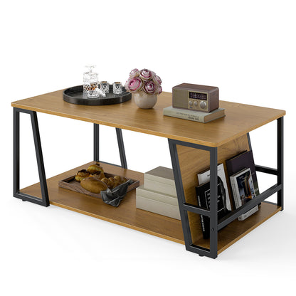 Rectangle Coffee Table, 2-Tier Industrial Accent Table, Natural Coffee Tables at Gallery Canada