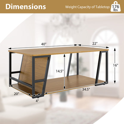 Rectangle Coffee Table, 2-Tier Industrial Accent Table, Natural Coffee Tables at Gallery Canada