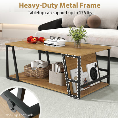 Rectangle Coffee Table, 2-Tier Industrial Accent Table, Natural Coffee Tables at Gallery Canada