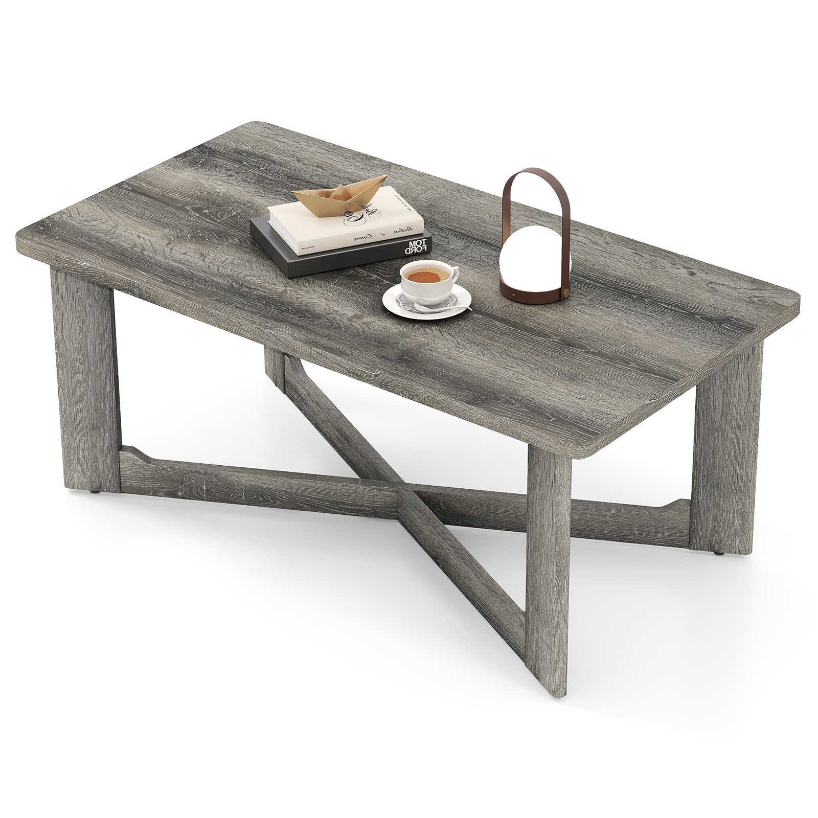 Rectangle Coffee Table, Rubber Wood, X-Shaped Base, Gray Coffee Tables at Gallery Canada